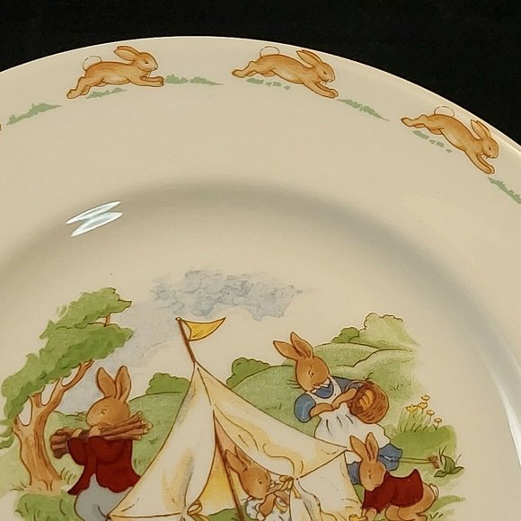 Royal Doulton BUNNYKINS  Family Camping Bone China 8" Plate Blue dot - Picture 4 of 7
